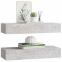 Estante de pared con cajón 2 uds MDF gris hormigón 60x23,5x10cm