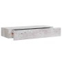 Estante de pared con cajón 2 uds MDF gris hormigón 60x23,5x10cm