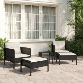 5-teiliges Gartenmöbel-Set und schwarze synthetische Rattankissen von vidaXL, Gartensets - Ref: Foro24-319681, Preis: 261,92 ...