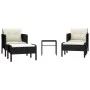5-teiliges Gartenmöbel-Set und schwarze synthetische Rattankissen von vidaXL, Gartensets - Ref: Foro24-319681, Preis: 261,92 ...