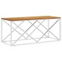 Couchtisch aus Edelstahl und massivem Akazienholz von vidaXL, Couchtisch - Ref: Foro24-349967, Preis: 81,13 €, Rabatt: %