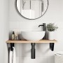 Estante de lavabo de pared acero y madera maciza de acacia