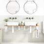 Estante de lavabo de pared acero y madera maciza de acacia