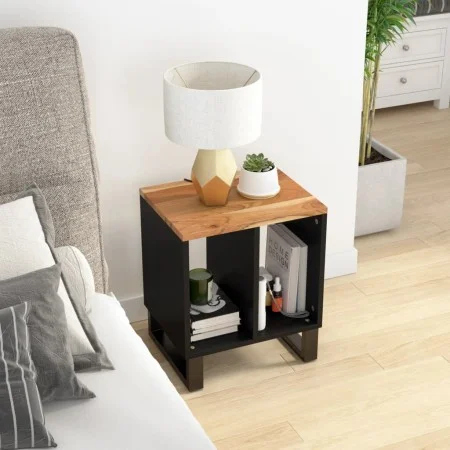 Beistelltisch aus massivem Akazienholz und Sperrholz 40x31x46 cm von vidaXL, Nachttische - Ref: Foro24-350645, Preis: 53,55 €...