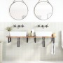 Estante de lavabo de pared acero y madera maciza de acacia