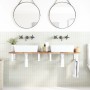 Estante de lavabo de pared acero y madera maciza de acacia
