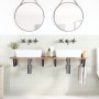 Estante de lavabo de pared acero y madera maciza de acacia