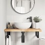 Estante de lavabo de pared acero y madera maciza de acacia