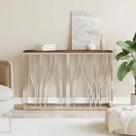 Console table stainless steel and solid recycled wood by vidaXL, Side tables - Ref: Foro24-350029, Price: 177,92 €, Discount: %
