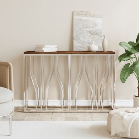 Console table stainless steel and solid recycled wood by vidaXL, Side tables - Ref: Foro24-350029, Price: 180,24 €, Discount: %
