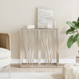 Stainless steel and glass console table 70x30x70 cm by vidaXL, Side tables - Ref: Foro24-350033, Price: 173,74 €, Discount: %