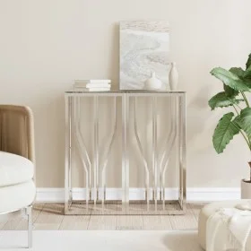 Stainless steel and glass console table 70x30x70 cm by vidaXL, Side tables - Ref: Foro24-350033, Price: 170,48 €, Discount: %