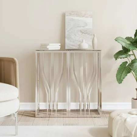 Stainless steel and glass console table 70x30x70 cm by vidaXL, Side tables - Ref: Foro24-350033, Price: 170,48 €, Discount: %