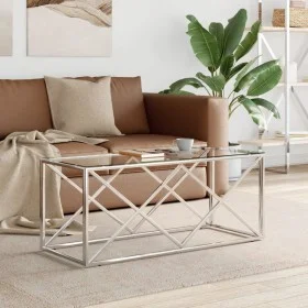 Mesa de centro acero inoxidable y vidrio 110x45x45 cm de vidaXL, Mesas de centro - Ref: Foro24-349961, Precio: 129,91 €, Desc...