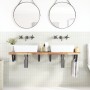 Estante de lavabo de pared acero y madera maciza de acacia