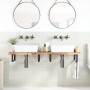 Estante de lavabo de pared acero y madera maciza de acacia