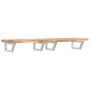 Estante de lavabo de pared acero y madera maciza de acacia