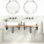 Estante de lavabo de pared acero y madera maciza de acacia