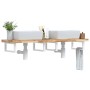 Estante de lavabo de pared acero y madera maciza de acacia