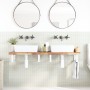 Estante de lavabo de pared acero y madera maciza de acacia