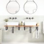 Estante de lavabo de pared acero y madera maciza de acacia