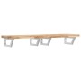 Estante de lavabo de pared acero y madera maciza de acacia