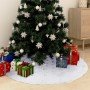 Falda del árbol de Navidad de lujo blanca 90 cm cuero sintético