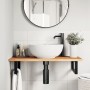 Estante de lavabo de pared acero y madera maciza de acacia