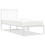 Estructura de cama de metal con cabecero blanco 75x190 cm
