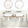 Estante de lavabo de pared acero y madera maciza de acacia