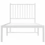 Metal bed frame with white headboard 75x190 cm by vidaXL, Beds and slatted bases - Ref: Foro24-350921, Price: 76,53 €, Discou...
