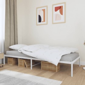 Estructura de cama de metal blanca 90x200 cm de vidaXL, Camas y somieres - Ref: Foro24-350906, Precio: 60,23 €, Descuento: %