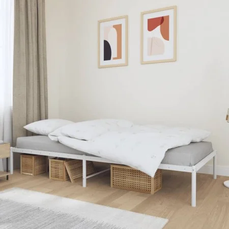 Bettgestell aus weißem Metall, 90 x 200 cm von vidaXL, Betten und Lattenroste - Ref: Foro24-350906, Preis: 56,65 €, Rabatt: %