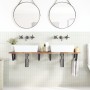 Estante de lavabo de pared acero y madera maciza de acacia