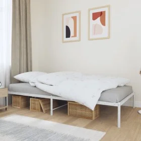 White metal bed frame 107x203 cm by vidaXL, Beds and slatted bases - Ref: Foro24-350909, Price: 67,93 €, Discount: %