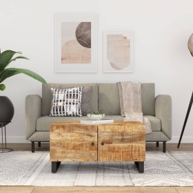 Mesa de centro madera maciza mango y contrachapada 80x50x40 cm