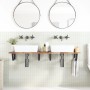 Estante de lavabo de pared acero y madera maciza de acacia