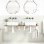 Estante de lavabo de pared acero y madera maciza de acacia