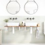 Estante de lavabo de pared acero y madera maciza de acacia