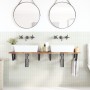 Estante de lavabo de pared acero y madera maciza de acacia