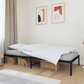 Black metal bed frame 90x200 cm by vidaXL, Beds and slatted bases - Ref: Foro24-350839, Price: 67,22 €, Discount: %