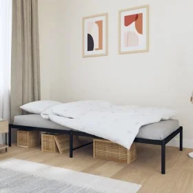 Schwarzer Metallbettrahmen 90x200 cm von vidaXL, Betten und Lattenroste - Ref: Foro24-350839, Preis: 64,86 €, Rabatt: %