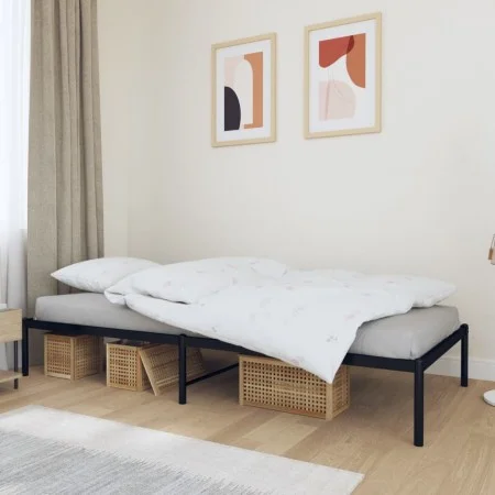 Black metal bed frame 90x200 cm by vidaXL, Beds and slatted bases - Ref: Foro24-350839, Price: 67,22 €, Discount: %