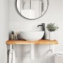 Estante de lavabo de pared acero y madera maciza de acacia
