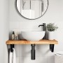Estante de lavabo de pared acero y madera maciza de acacia