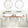 Estante de lavabo de pared acero y madera maciza de acacia