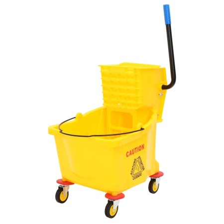 Cubo para fregona con escurridor y ruedas PP amarillo 36 L