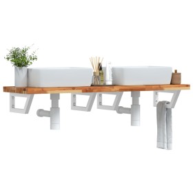 Estante de lavabo de pared acero y madera maciza de acacia
