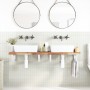 Estante de lavabo de pared acero y madera maciza de acacia