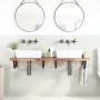Estante de lavabo de pared acero y madera maciza de acacia